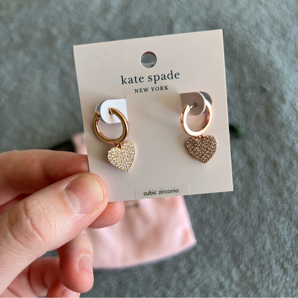 NWT Kate spade yours truly rose gold heart earrings